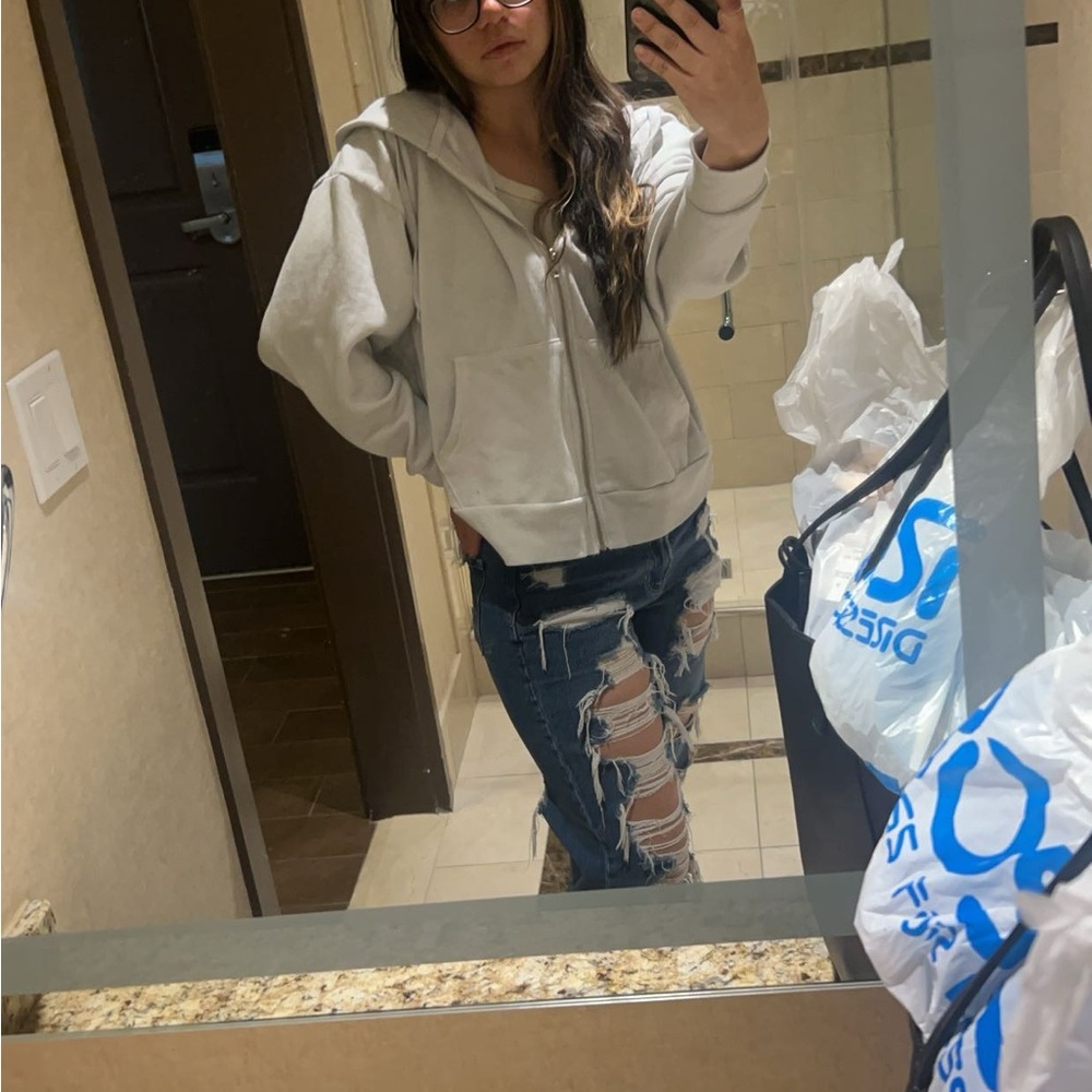White Zip-Up Hoodie